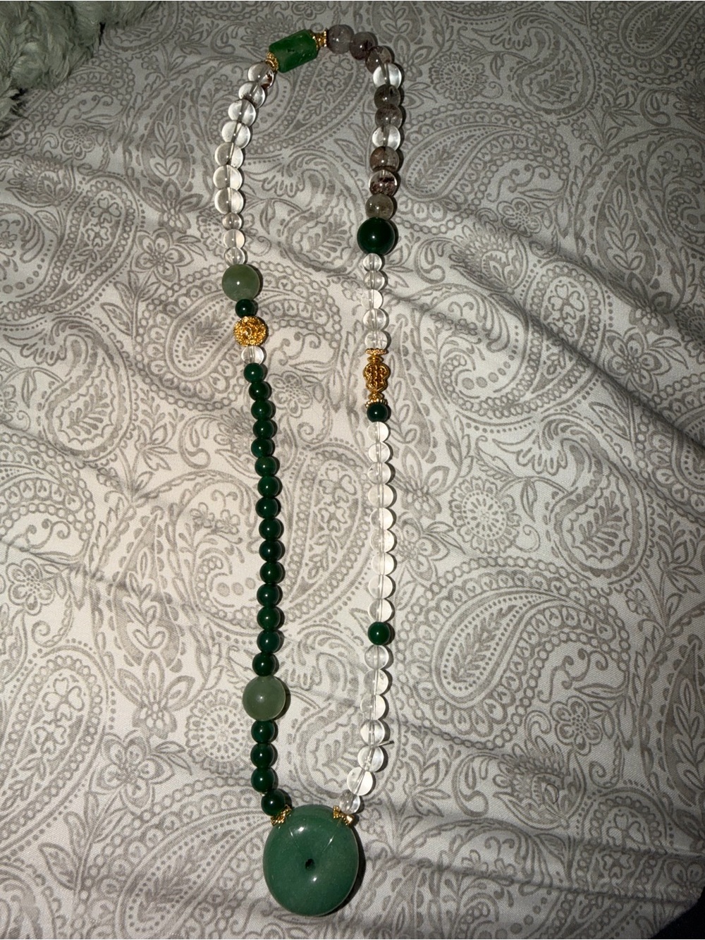 Green Beaded Pendant Necklace